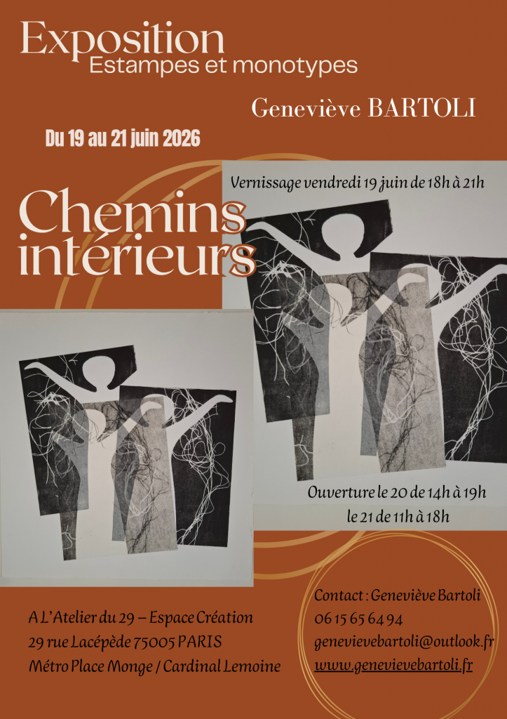 Affiche de l’exposition Chemins intérieurs de Geneviève Bartoli
